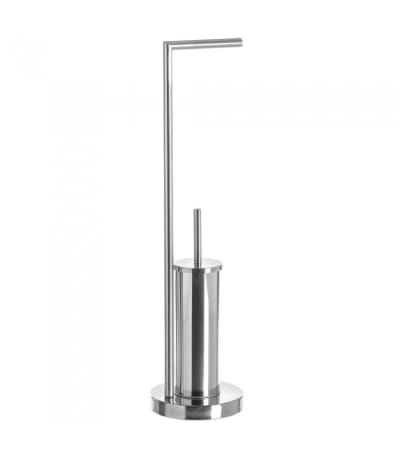 Dérouleur papier toilette + brosse WC en métal chromé