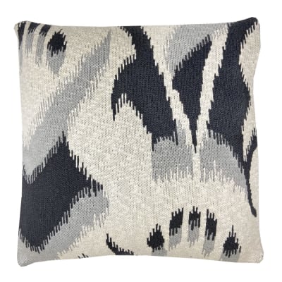 Coussin ikat tricoté anthracite 50x50