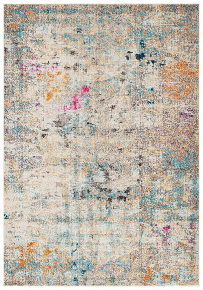 Tapis contemporain en polypropylène gris/or, 122 x 183 cm