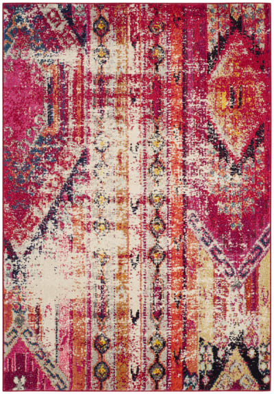 Tapis bohème chic en polypropylène rose/multicolore, 122 x 170 cm