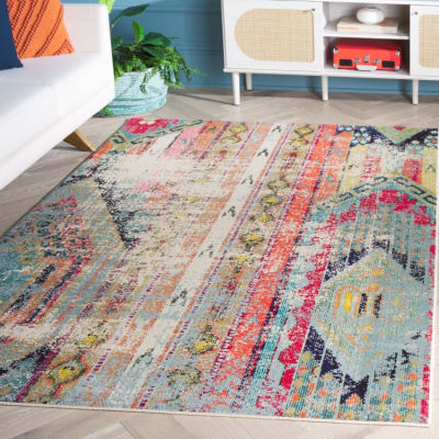 Tapis bohème chic en polypropylène multicolore, 201 x 279 cm