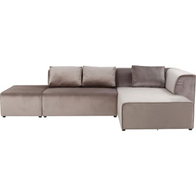 Canapé d'angle droite 4 places en velours taupe