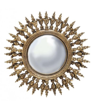 Miroir convexe doré mural rond résine D28,5