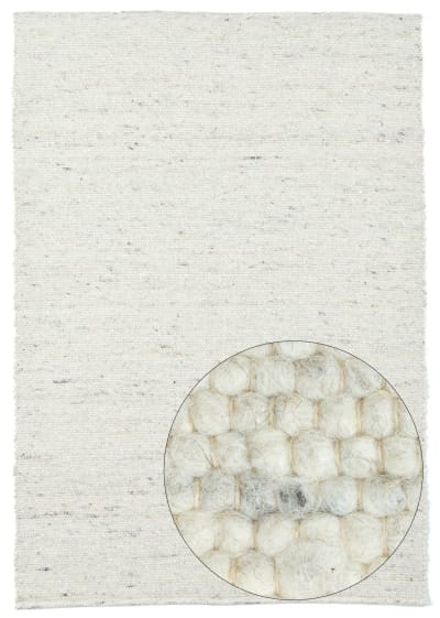 Tapis tissé à la main en laine blanc 70x130