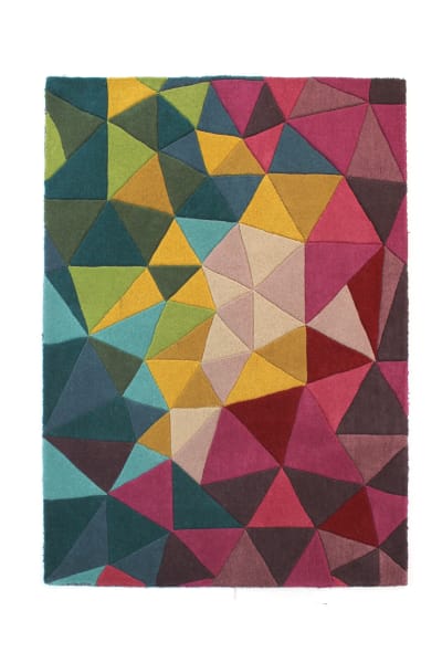 Tapis en laine violette, marron, jaune, verte et beige 160x230cm