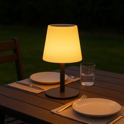 Lampe de table solaire acier gris h25cm