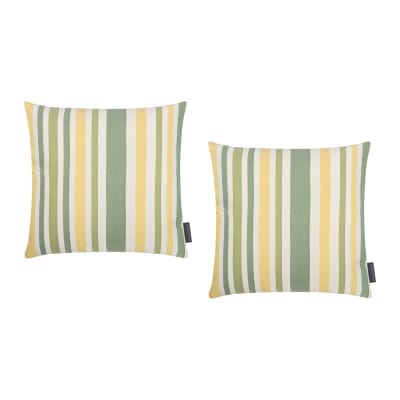 Housses de coussin rayées vert et jaune dralon - lot de 2- 40x40