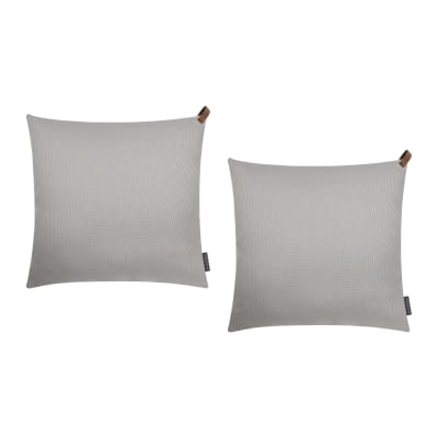 Housses de coussin exterieur  poignée simili cuir gris- lot de 2-50x50