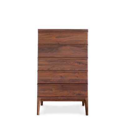 Commode 5 tiroirs en noyer marron
