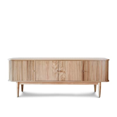 Meuble tv à rideaux en bois beige