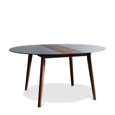 Table scandinave à rallonge en bois marron et bleu