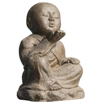 Statuette moine shaolin heureux patiné brun h40cm
