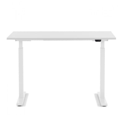 Bureau réglable assis-debout blanc et acier blanc l140