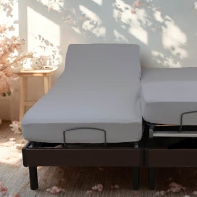 Drap housse jersey extensible lit double en coton gris 90x200 cm