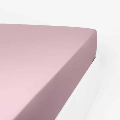 Drap housse uni 200 fils en de coton violet 90x190 cm