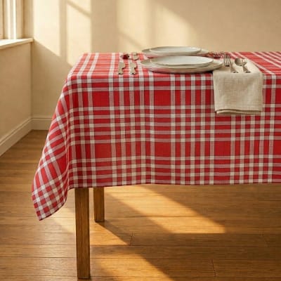 Nappe tissu carreaux vichy en coton rouge 150x250 cm