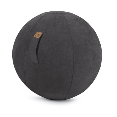 Balle d'assise design aspect velours gris noir avec poignée d65