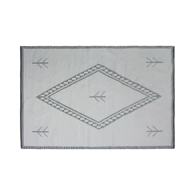 Tapis en laine écru à motif noir graphiques 140 x 200 cm