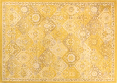 Tapis salon vintage - poils court et doux jaune 120x170