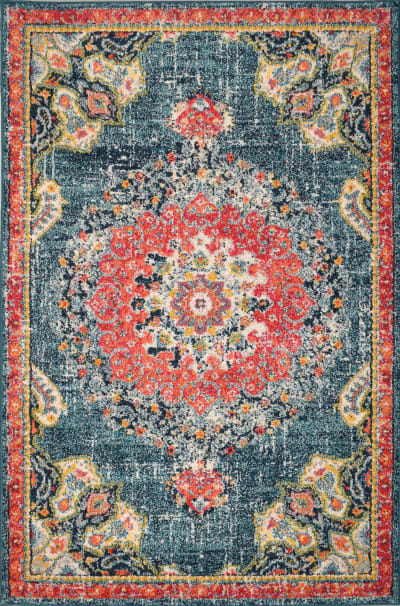 Tapis salon vintage - poils court et doux bleu turquoise 160x230