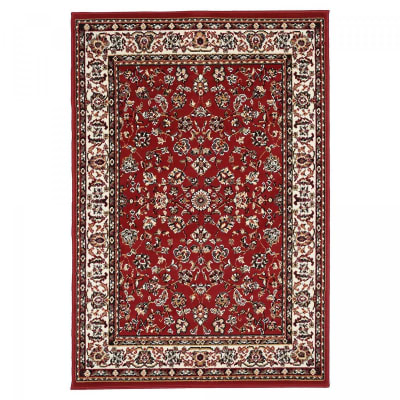 Tapis oriental motif ethnique, idéal pour un salon, rouge 200x290