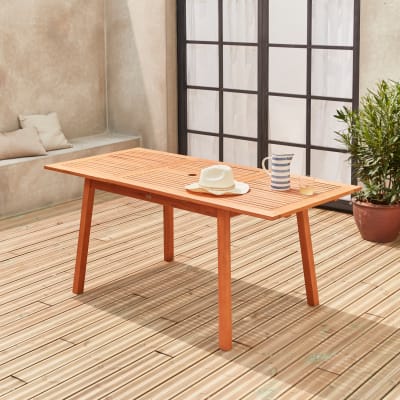 Table de jardin extensible en bois eucalyptus 6 à 8 places naturel