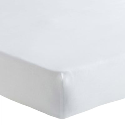 Drap housse en lin métis blanc 160x200