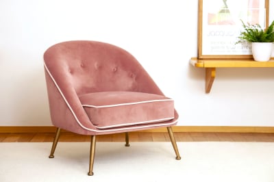 Fauteuil crapaud en velours rose