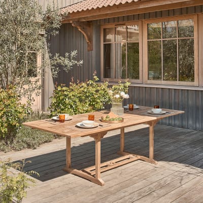 Table de jardin en teck massif extensible 8/10 pers.