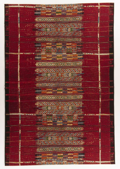 Tapis d'extérieur tissé plat rouge foncé 80x165 cm