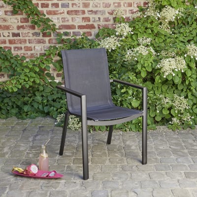 Fauteuil de jardin en aluminium et textilène gris
