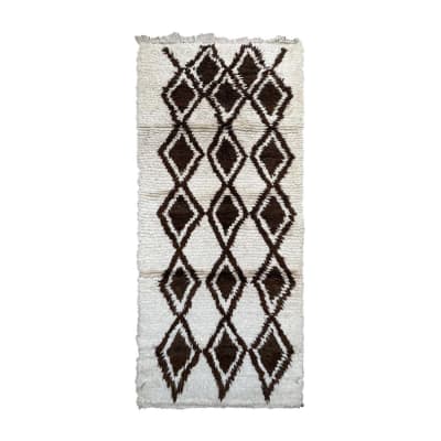 Tapis berbere marocain pure laine noir 97 x 214  cm