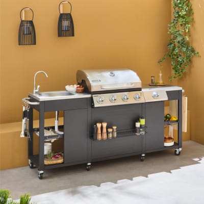Barbecue au gaz cuisine extérieure 5 brûleurs évier planche