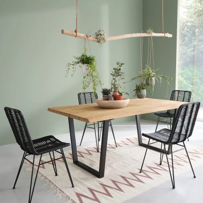 Table en teck recyclé et métal 8 pers.