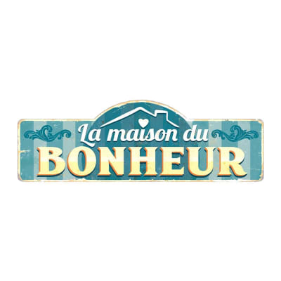 Grande plaque métallique bonheur 90x30