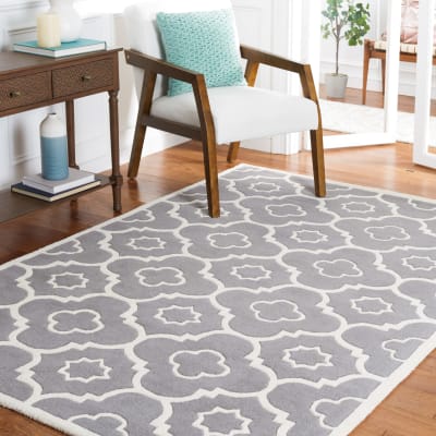 Tapis contemporain en laine gris/blanc, 122 x 183 cm