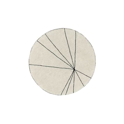 Tapis coton rond lignes graphiques beige D160