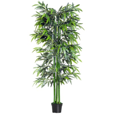 Bambou artificiel h. 180 cm nombreuses feuilles pot inclus