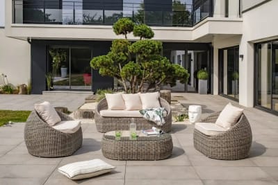 Salon de jardin en résine tressée rondee