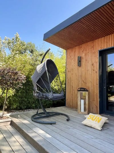 Siège suspendu de jardin avec coussins et nacelle pliable gris