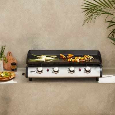 Plancha au gaz 4 feux, 4 brûleurs, 10 kw barbecue inox