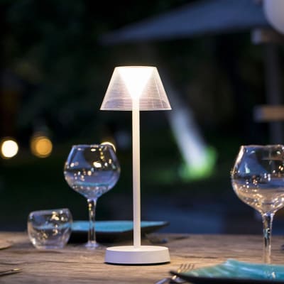 Lampe de table sans fil plastique blanc h34cm