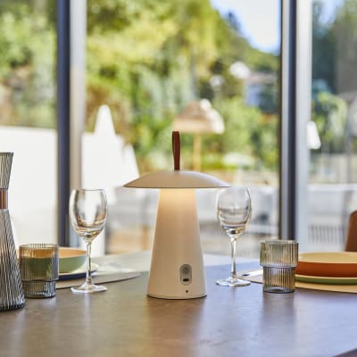 Lampe de table sans fil acier blanc h29cm