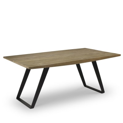 Table rectangulaire en chêne et métal, 8 couverts noire