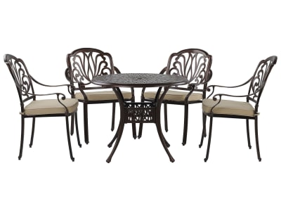 Set de salle à manger d'extérieur 4 personnes en aluminium marron