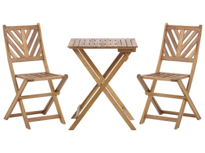 Ensemble bistrot d'extérieur pliant bois d'acacia marron