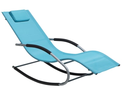 Chaise longue à bascule métal turquoise