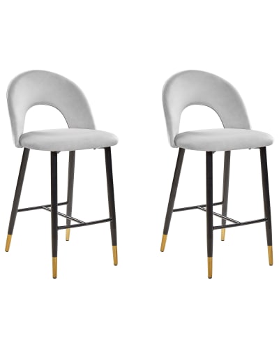 Lot de 2 chaises de bar velours gris