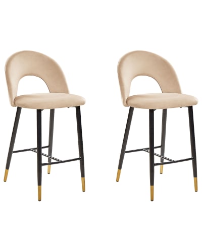 Lot de 2 chaises de bar velours beige
