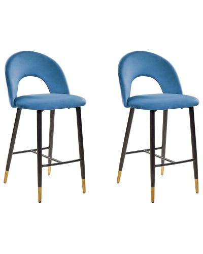 Lot de 2 chaises de bar velours bleu